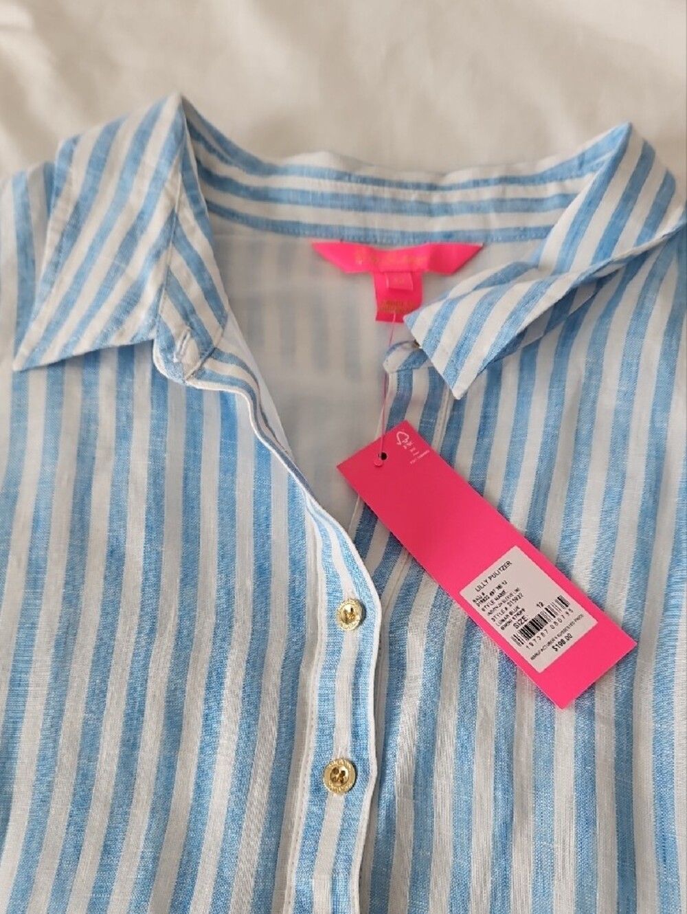 Lilly Pulitzer Blue and White Striped Button Dress - Picture 3 of 12